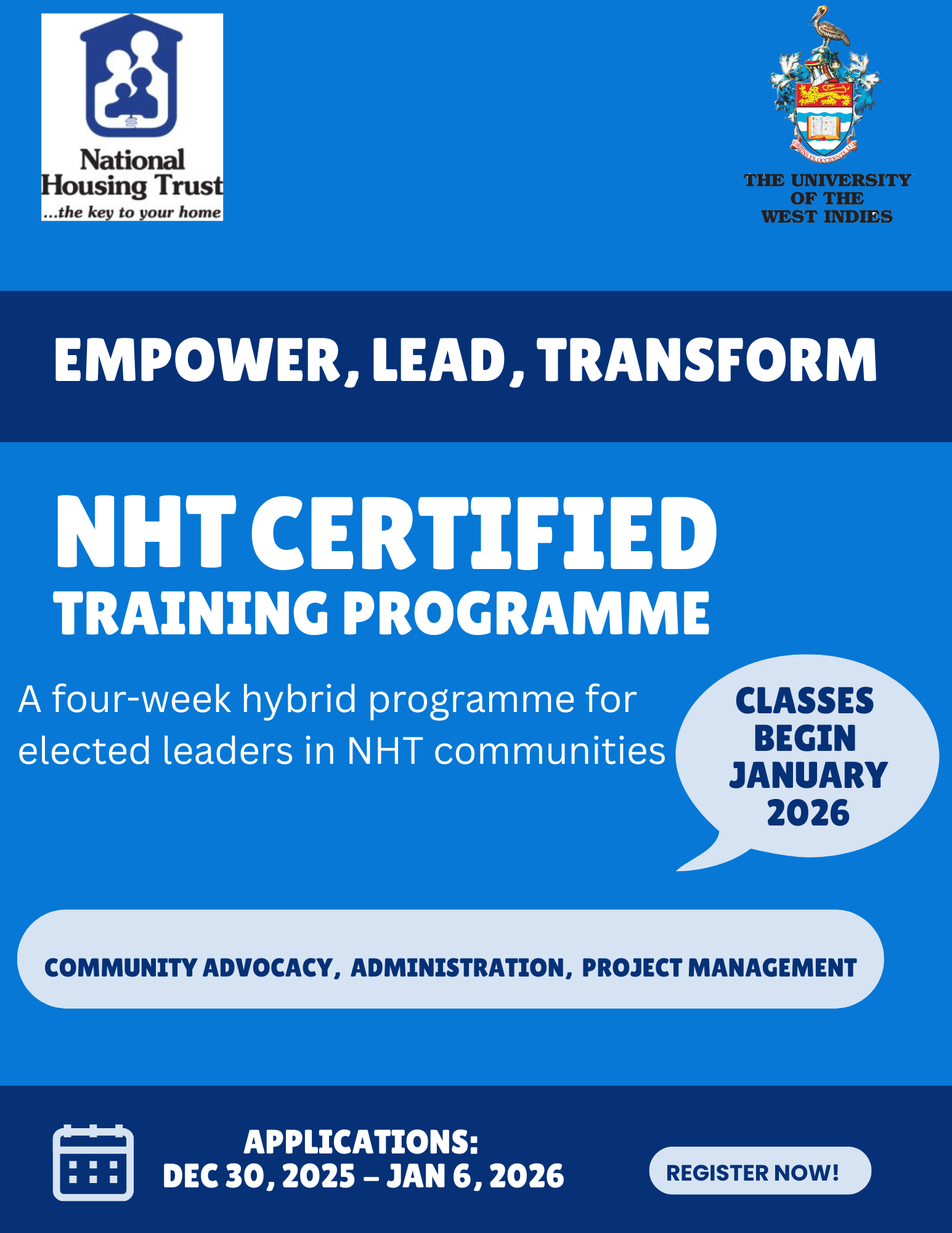 NHT Certified Training Programme Begins January 2026 Flyer